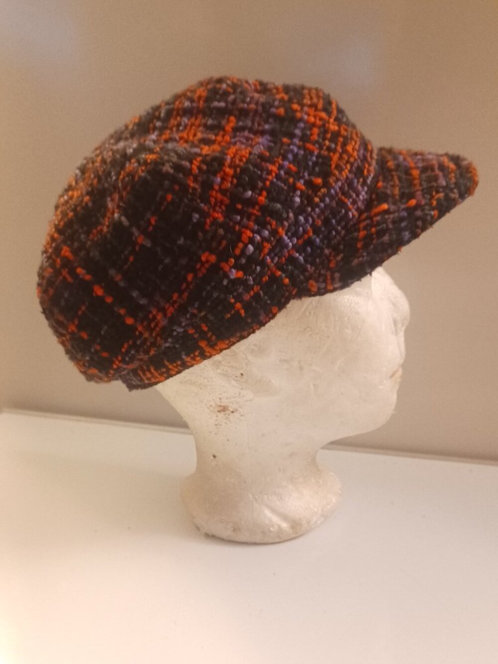 Tweed Newsboy Bakerboy Cap Tweed Women's Retro Hat Size M